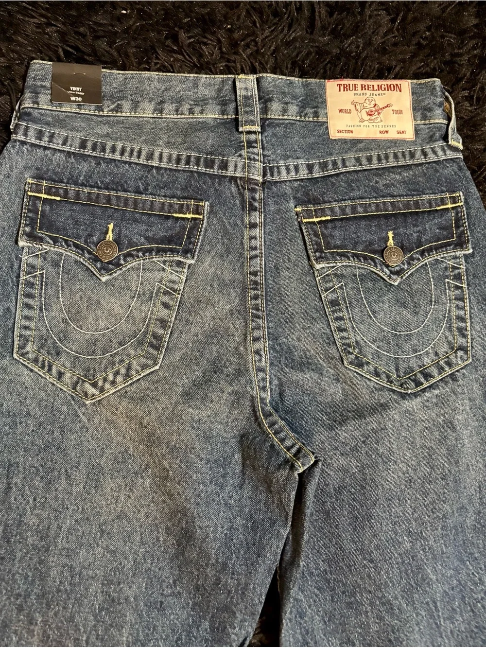 True Religion Vinny Dark Wash Blue Ultra Baggy Jeans
